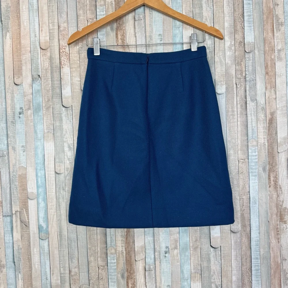 J Crew 2P Teal Wool Knee Length Pencil Skirt Front Slit Fitted Career‎ Work